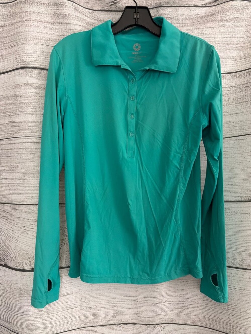 BloqUV Teal Long Sleeve Collared Polo Shirt Size M